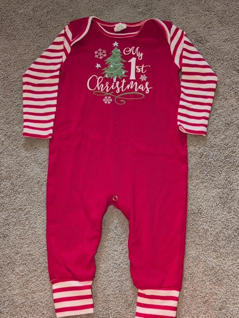 'My 1st Christmas' Long-Sleeve Baby One-Piece. Size 9-12 Months